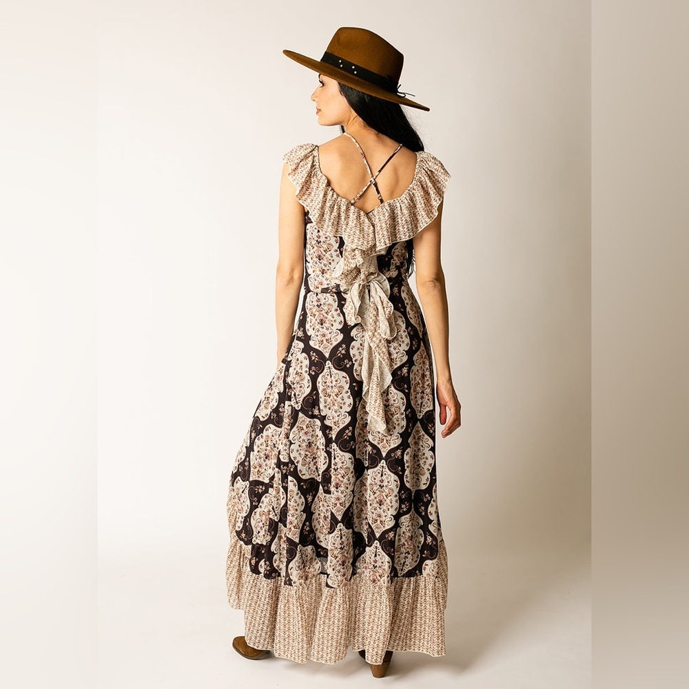 Bohemian Black and Cream Maxi Dress - Picture 3 of 10